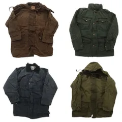 古着卸 まとめ売り オイルド ジャケット MIX 4枚セット (メンズ M /L /42 ) 襟コーデュロイ バブアー風 スタンドカラー 中古 古着 NC6322
