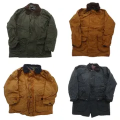 古着卸 まとめ売り オイルド ジャケット MIX 4枚セット (メンズ L ) バブアー風 襟コーデュロイ 裏地チェック 中古 古着 NC6321
