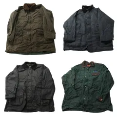 古着卸 まとめ売り オイルド ジャケット MIX 4枚セット (メンズ L ) 裏地チェック 襟コーデュロイ バブアー風 中古 古着 NC6316