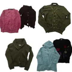 古着卸 まとめ売り モヘア混 カーディガン セーター 6枚セット (レディース ) フーディー 花柄 ショールカラー 中古 古着 NC6371