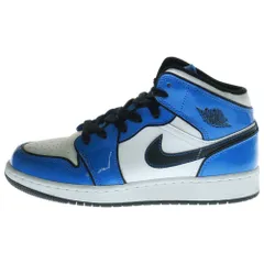 NIKE (ナイキ) GS Air Jordan 1 Mid SE Signal Blue エアジョーダン1  ミッドカットスニーカー ブルー US6Y/24cm BQ6931-402　キッズ