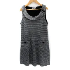 ナチュラルビューティーベーシック NATURAL BEAUTY BASIC ジャンパースカート ワンピース ひざ丈 ラウンドネック 千鳥格子柄 M グレー 黒 ブラック /SM17