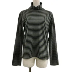 ピュアルセシン pual ce cin カットソー プルオーバー タートルネック ボーダー レース 長袖 緑 紺 グリーン ネイビー