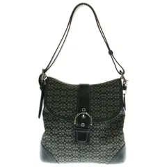 COACH (コーチ) シグネチャーキャンバス レザー ショルダーバッグ ブラック 6376