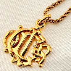 クリスチャンディオール ネックレス ヴィンテージ エンブレム 旧ロゴ DIOR GP ゴールドカラー