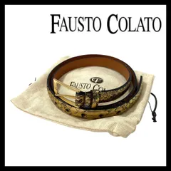 【FAUSTO COLATO】ベルト リアル パイソン 200/90 蛇革 レザー ゴールド/金系 ブラウン/茶 ファウストコラート  REAL PYTHON (M-322)