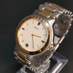 758-12 美品　SEIKO　セイコー　PRESAGE　プレサージュ　ホワイト　ゴールド　シルバー　電池式　クォーツ　QZ　quartz　メンズ　men's　男性　腕時計　watch　ウォッチ　9539-6000