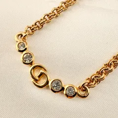 箱付極美品 クリスチャンディオール ネックレス ヴィンテージ CDロゴ ラインストーン GP ゴールドカラー