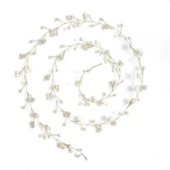 ヘッドドレス 花嫁 カチューシャ パール 小花 小花 髪飾り かわいい おしゃれ 花冠 結婚式 和装 成人式 結婚式 披露宴 パーティー 二次会 発表会 卒業式 撮影 入学式 成人式用 100cm