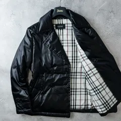 BURBERRY BLACK LABEL バーバリー ブラックレーベル ホワイトグースダウン 95％ 超軽量 ダブル Pコート ダウン ジャケット / メンズ M 黒