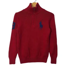 90's vintage 90年代 ヴィンテージ Polo by Ralph Lauren ポロバイラルフローレン ハーフジップタートルニット セーター ビッグポニー キッズ レディース ハーフジップ ワンポイント刺繡 CHINA製 Mサイズ レッド