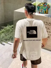 TNF(ザ・ノース・フェイス)とのコラボレーションモデル 前後ロゴプリント カップル用三色 T シャツ