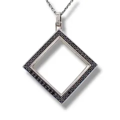 Georg Jensen ジョージジェンセン ノクターン 570B ロング ネックレス ペンダント スクエア レギッツェ・オバゴー ブラック 925 シルバー 4261