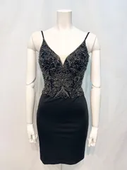 1798 AR Angel R エンジェルアール　キャバクラ　ドレス　ストーン　ビジュー　タイト　キャミ　シースルー　ミニ　キャバドレス　S