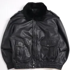 Vintage 80s 90s ヴィンテージ type G1 A2 取外し可 襟ボア レザージャケット フライトジャケット 短丈 牛革 本革 リアルレザー 取り外し可能ライナー付き ブラック 黒