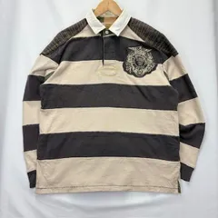 POLO JEANS COMPANY 再構築風 パッチ ラガーシャツ風 長袖ポロシャツ サイズⅬ 希少 07111507 01　FADE  汚れ