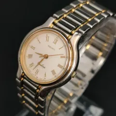 793-12　美品　SEIKO　セイコー　EXCELINE　エクセリーヌ　ホワイト　ゴールド　シルバー　クォーツ　電池式　quartz　腕時計　レディース　lady's　女性　watch　ウォッチ　ラウンド　ステンレス　1221-0190
