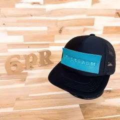 レア【ファセッタズム×ドッグス】限定コラボ スクエア レザー キャップ 黒×青