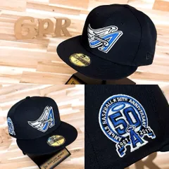 レア/廃番【ニューエラ×エンゼルス】50周年 記念 パッチ キャップ黒×青ブルー
