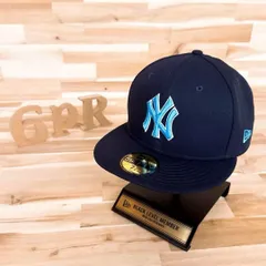 レア【ニューエラ×ヤンキース】ブルー NY 刺繍ロゴ キャップ 紺ネイビー×青