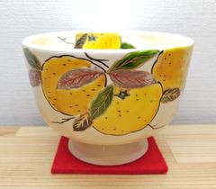 茶道具 灰釉柚子絵茶碗 中村良二 柚子 茶碗 共箱 - メルカリ