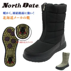 North Date ノースデイト レディース スパイク スノーブーツ 38037 センターファスナー 防寒 防滑 防水 靴 ダテハキ 北海道　ブラック チャコールのサムネイル
