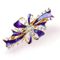 【在庫セール】バレッタ 大きい ヘアピン リボン 髪留め ヘアクリップ 水晶 キラキラ髪飾り 卒業式 ヘアアクセサリー レディース 母 結婚式 パーティ 入学式 （Bパープル）