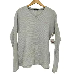 バーバリーブラックレーベル BURBERRY BLACK LABEL ホース刺繍Vネックボーダーカットソー メンズ JPN：3 