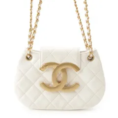 シャネル ラムスキン デカココ 金具 マトラッセ ミニ メッセンジャーバッグ ショルダー 肩掛け ホワイト【中古】