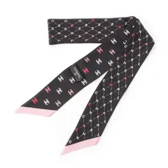 シャネル シルク ココマーク 総柄 スカーフ ブラック系 マルチカラー【中古】