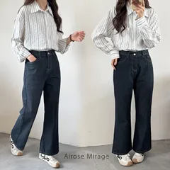 デニムパンツ レディース ワイドパンツ ワイド 大きいサイズ ジーンズ ジーパン ボトム 体型カバー ボトムス ストレート ゆったり ハイウエスト ゴム ストレッチ ハイライズ 秋 冬