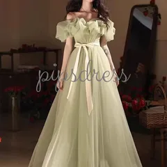 カラードレス L ミントグリーン チュール 前撮り ガーデン 結婚式 二次会 お色直