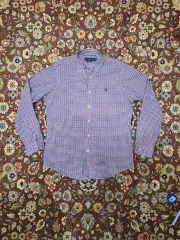 L ポロ レッド/ブルー ギンガム CHECKシャツ Q正規品