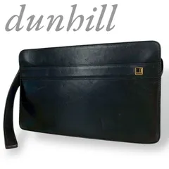 【B4052】Dunhill ダンヒル クラッチバッグ レザー ブラック 本革 セカンドバッグ シンプル ポーチ ブラック 金ロゴ メンズ