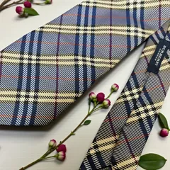 BURBERRY LONDON ネクタイ バーバリー ノバチェック 総柄 ライトブルー ビジネス チェック