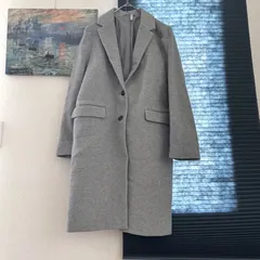 M【クリーニング済み | GU / ジーユー 】ロングコート 長袖 ライトグレー ウール混 T483