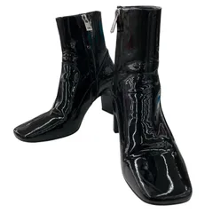 186000 DIESEL ディーゼル アンクルブーツ ブラック パテントレザー靴 サイドジップアップ 牛革 EUR36 JP23cm レディースのサムネイル