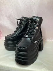 ♡新品未使用♡ LLサイズ 24.5cm-25.0cm ヨースケ 厚底ブーツ ブラック YOSUKE レースアップブーツ レディース 厚底 ショート丈 11.5cmヒール 軽量 靴 MY1356-446
