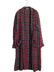 【お得なクーポン配布中!】 60s ビンテージ ■ CRESCENT ポケット付き チェック レーヨン ガウン メンズ L 古着 ヴィンテージ ローブ コート ロング丈 ルームウェア
