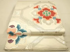 平和屋着物◎六通柄袋帯　唐織　蜀江花文　銀糸　正絹　逸品　DAAY4373jm