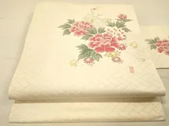 平和屋着物◎九寸名古屋帯　孔雀花文　金銀糸　正絹　逸品　DAAY4422jm