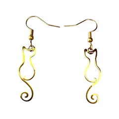 猫 線画 ピアス 猫好き アニマル キャット アクセサリー レディース お座り