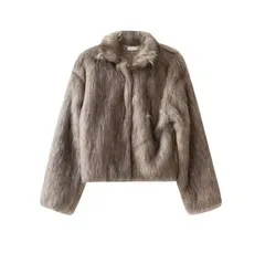 フェイクファージャケット ショートコート 韓国ストリート 冬アウター