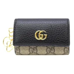 グッチ GUCCI ダブルG バイカラー キーケース 6連 刻印入り 黒 レザー＆GGスプリーム