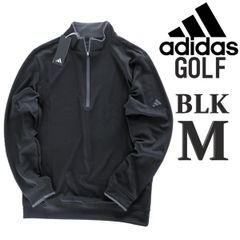 신품 블랙 M 아디다스 골프 긴팔 하프 Zip 셔츠 남성 골프웨어 블랙 adidas GOLF