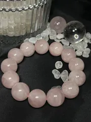 天然石　ローズクォーツ　ブレスレット17㍉18.5㌢★21★