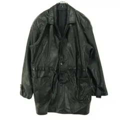 日本製 長袖 牛革 レザーコート LL ブラウン系 メンズ 古着