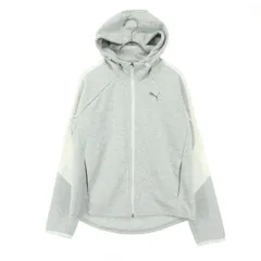 PUMA プーマ ワンポイントロゴ 長袖 フーディジャケット M グレー メンズ 古着
