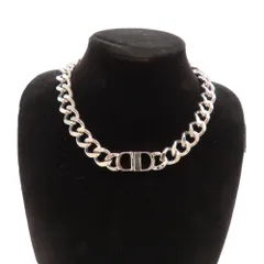 【中古】クリスチャンディオール Christian Dior CD アイコン チェーンリンク ネックレス 約47cm 約183g シルバー系 メンズ レディース アクセサリー A2503039【無料ギフトラッピング承ります】