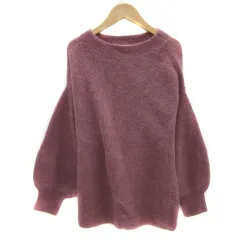 スローブ イエナ SLOBE IENA  ニット セーター 長袖 バルーンスリーブ クルーネック 無地 ウール混 モヘヤ混 オーバーサイズ ピンク /YS36